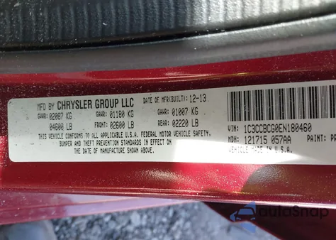 2014 Chrysler 200 Limited z USA, uszkodzony, nr VIN 1C3CCBCG0EN180460